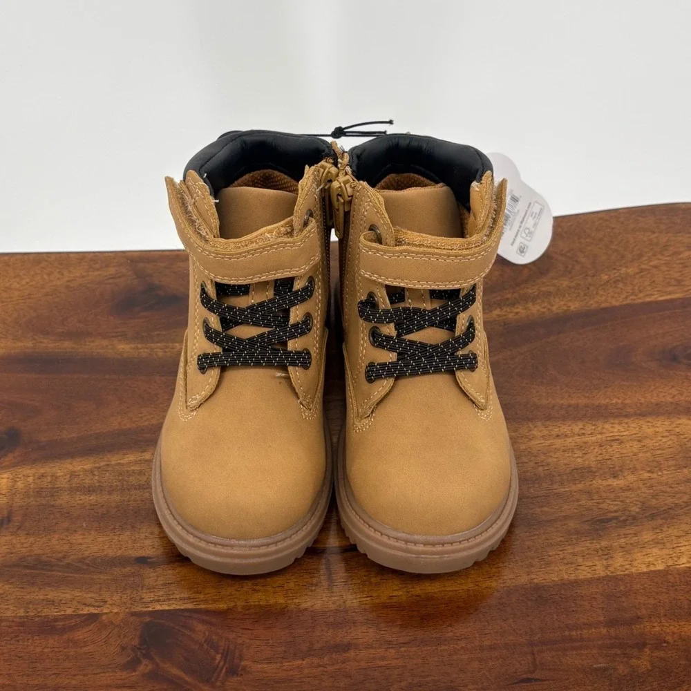 Tan Tucker Boot Toddler Boys Size 8 Work Boots Side Zip Memory Foam NEW